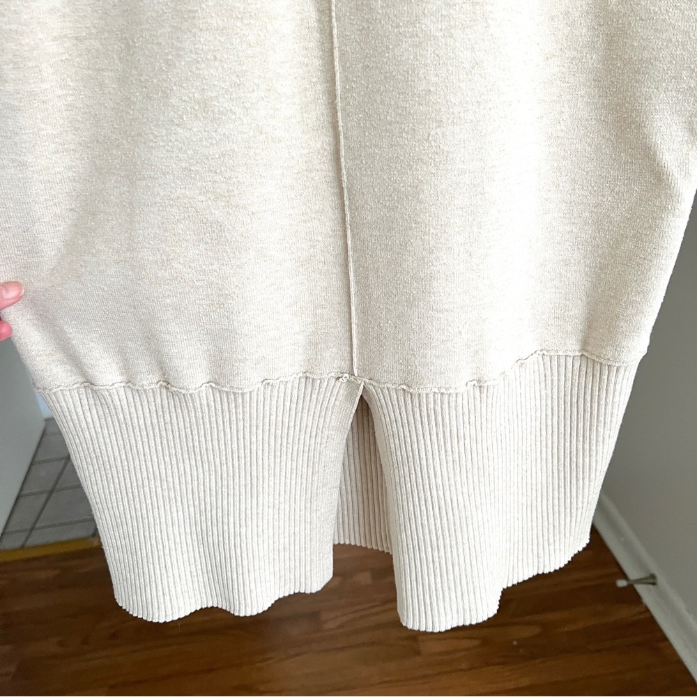 Free People Oversized Cream Sweater Midi Dress with Balloon Sleeves - Picture 7 of 11